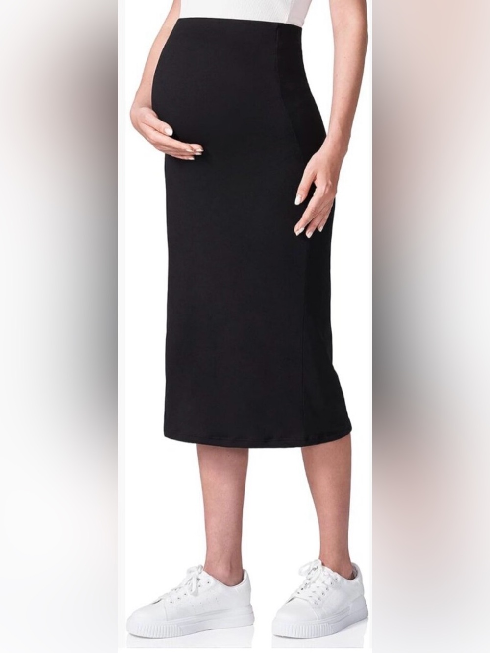 Hatch Maternity Black Midi Pencil Skirt